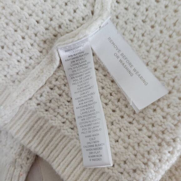 Lou & Grey Women’s Cable Knit Open Cardigan Ivory Pockets Size XS - Picture 6 of 6